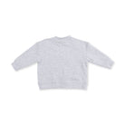 A light gray heather long-sleeve crewneck sweatshirt shown from the back on a solid white background.