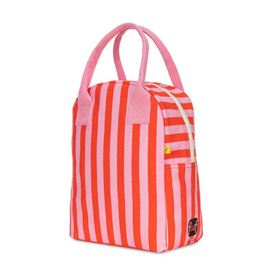 Zipper Lunch Bag - Awning Stripe Pink by Fluf
