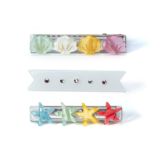 Seashells Pearlized Alligator Clips by Lilies & Roses NY