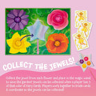 Children's game with flowers, a magic wand, and fairy cards on a pink background