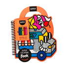 Colorful packaging of a coloring book and crayons set with 'OMY' branding.