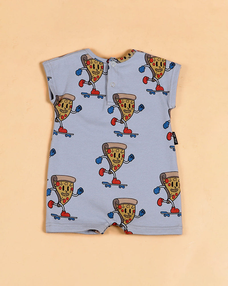 Pizza Skater Romper - Steel Blue by Tiny Tribe