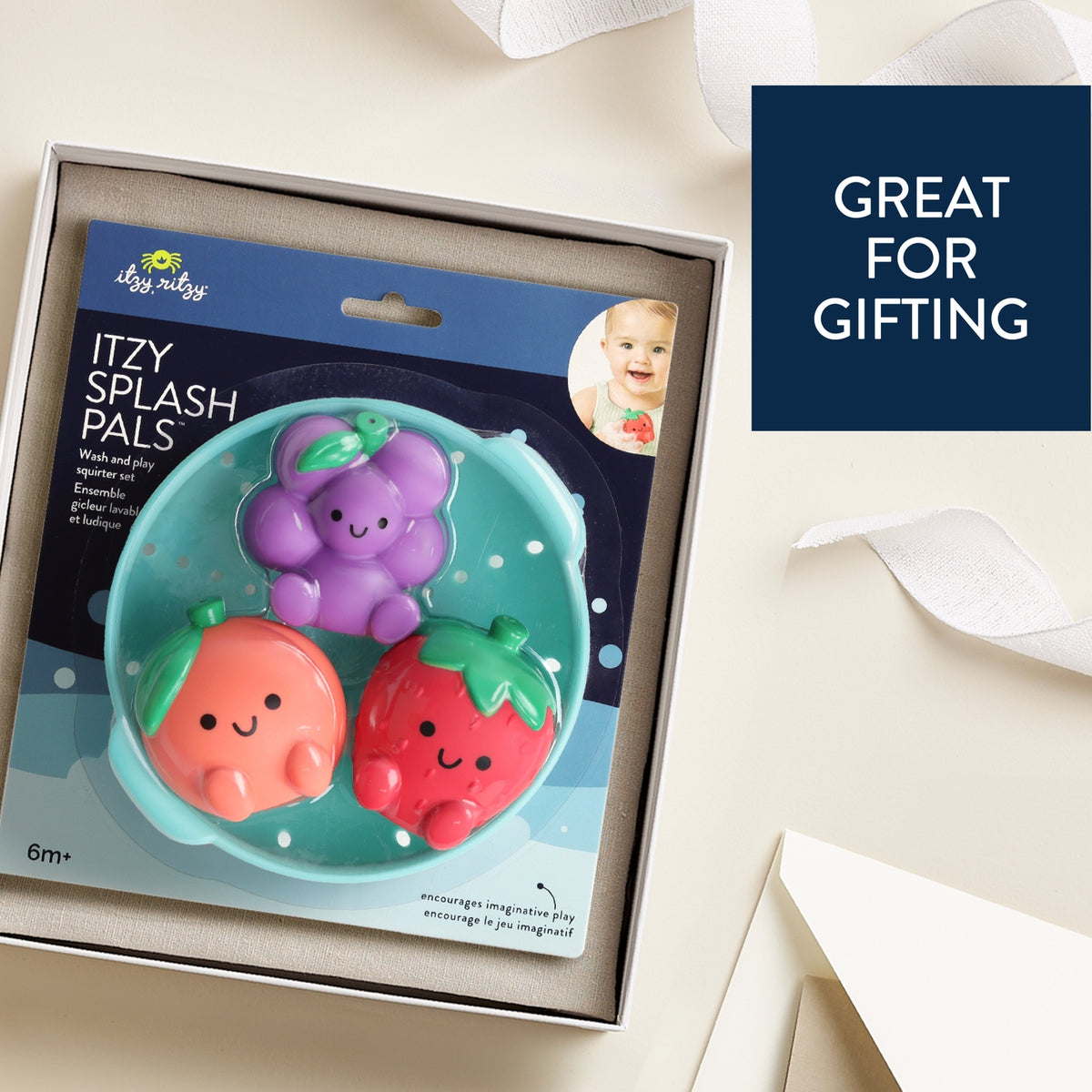 Itzy Splash Pals toy set in packaging with text 'Great for Gifting' on a light background
