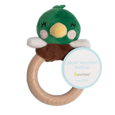 Mallard Duck Wooden & Plush Baby Teether by Pearhead