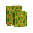 Jolly Bears Gift Bags by Red Cap Cards, featuring a playful holiday pattern on green paper.