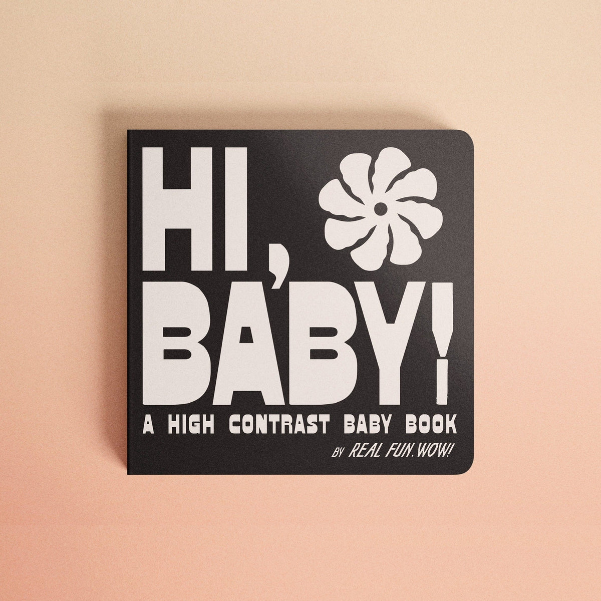 Black book titled 'Hi, Baby!' with white text and a flower illustration on a beige background