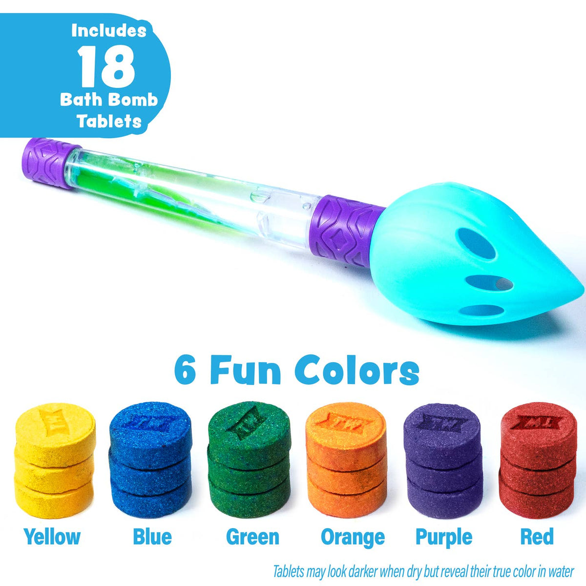 Bath bomb tablet maker with colorful bath bomb tablets on a white background