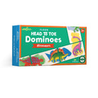Box of Eeboo dinosaur-themed floor dominoes game on a white background