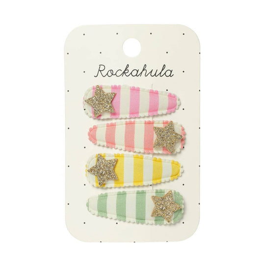 Stripy Star Fabric Clip Set by Rockahula Kids