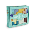 Box of soft animal blocks by miniland on a white background