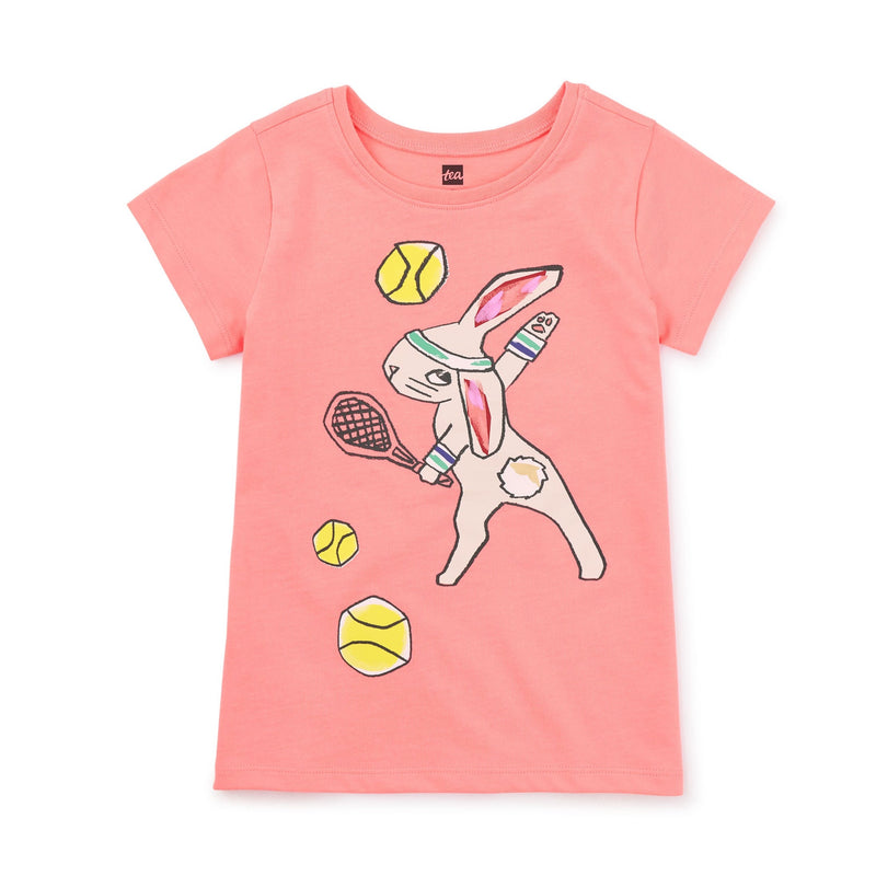 Tennis Bunny Graphic Tee - Bubble Gum by Tea Collection FINAL SALE