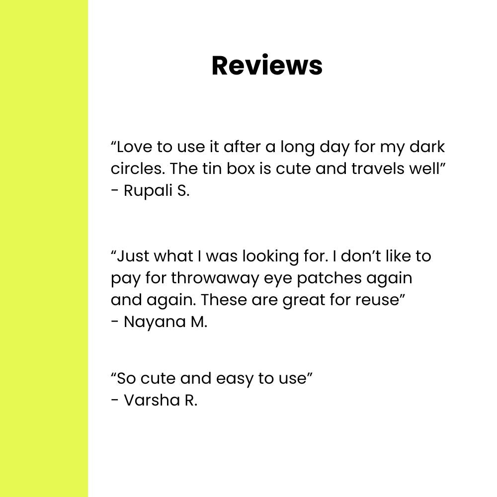 Reviews section with customer testimonials on a white background with a yellow sidebar.