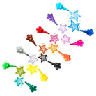 Colorful star-shaped hair accessories on a white background