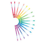 Set of colorful pens arranged in a circular pattern on a white background