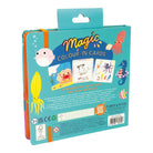 Packaging of 'Magic Colour-In Cards' with underwater-themed illustrations on a white background