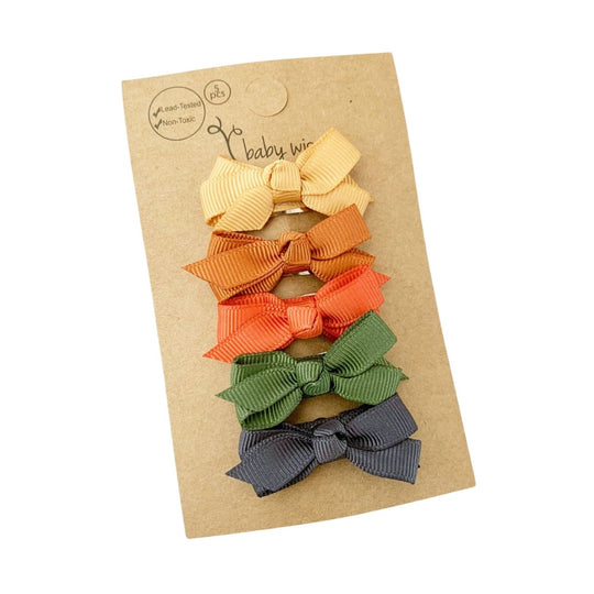 Chelsea Grosgrain Bows on Snap Clips Set of 5 - Cornucopia by Baby Wisp