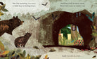 Illustration of bears and an owl in a cave scene from a children's book