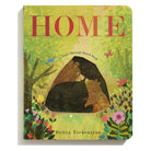 Board book titled 'HOME' with illustrations of a bear and cub in a forest setting.