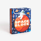 Book titled 'Space Block' with an astronaut illustration on a blue background