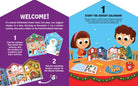 Two Christmas-themed pages with activities and stickers for an advent calendar.