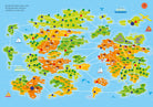 Colorful map of a fictional island with various locations and icons on a blue background