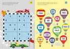 Educational page from a book with number puzzle and hot air balloons with country names.