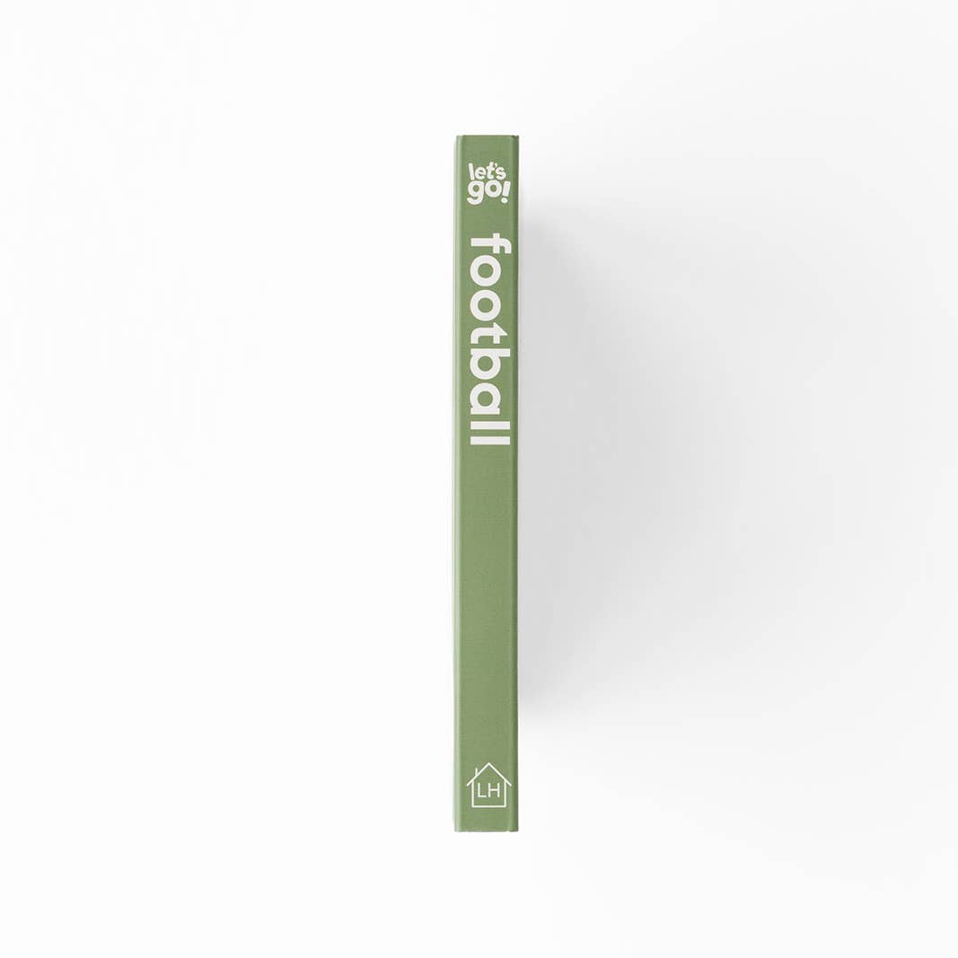 Green and white packaging with 'let's go football' text on a white background