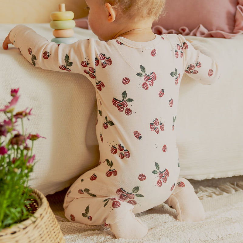 Convertible Sleeper - Raspberry Print on Cherry Blossom by Petit Lem