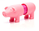 Pink pig-shaped container on a white background