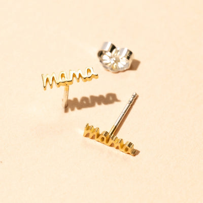 Mama Stud Earring Pair - Gold by Larissa Loden