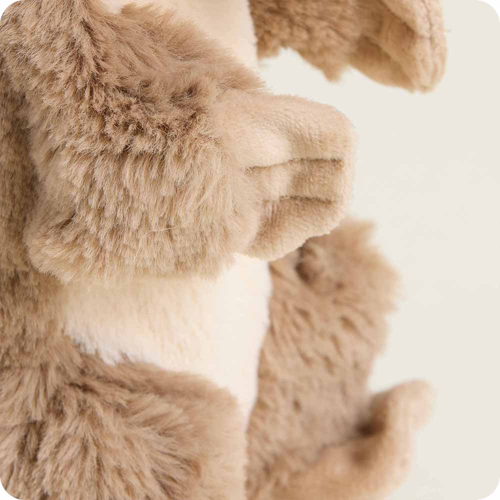 Close-up of a plush bear with a soft texture on a light background
