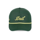 Green cap with 'Dad' embroidered on it against a white background