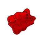 Red bear-shaped ice cube tray on a white background