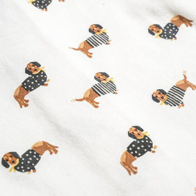 Organic Short Sleeve Button Romper - Dog by Makemake Organics