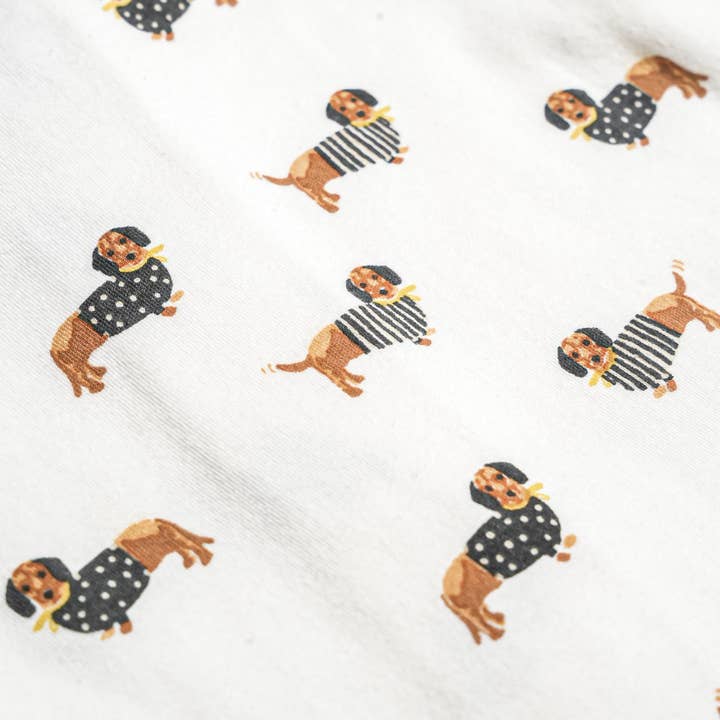 Organic Short Sleeve Button Romper - Dog by Makemake Organics