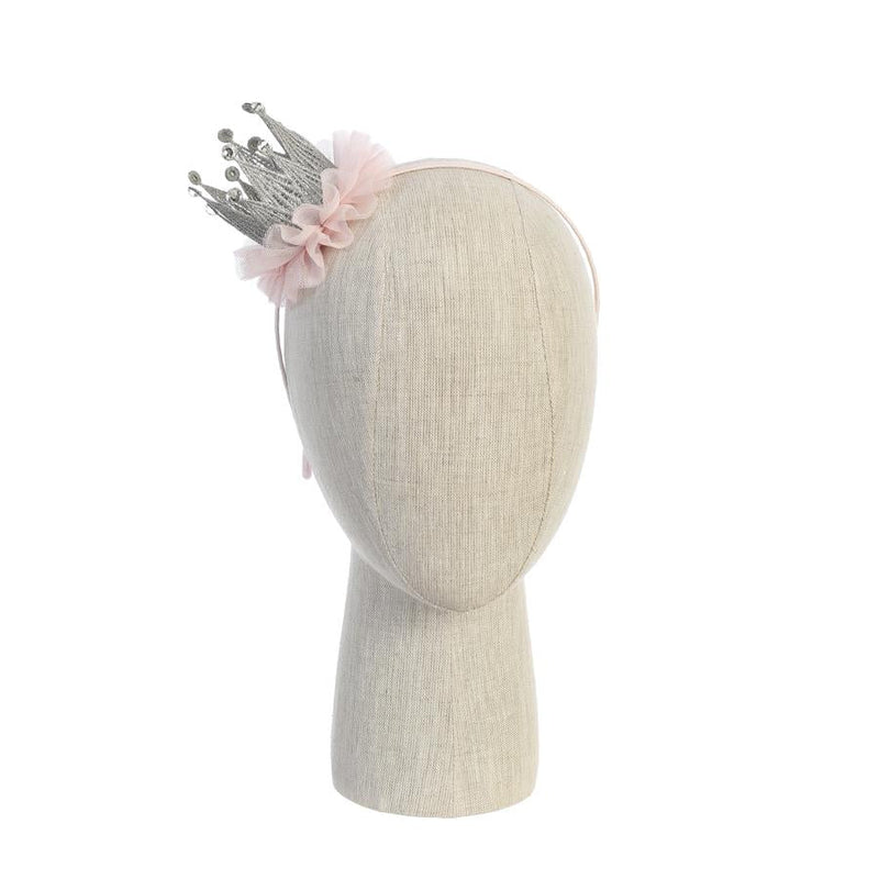 Glittery Gold Lace Crown with Tulle Trim Headband - Pink by Dear Ellie