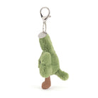 Green plush frog keychain on a white background