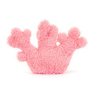 Pink plush coral toy on a white background.