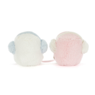 Pair of pastel-colored earmuffs on a white background