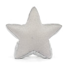 A star-shaped decorative throw pillow in a textured silver-gray fabric, shown against a plain white background.