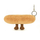 Plush keychain shaped like a dog with a bone on a white background