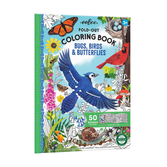 Bugs, Birds, & Butterflies Fold-Out Coloring Book by Eeboo