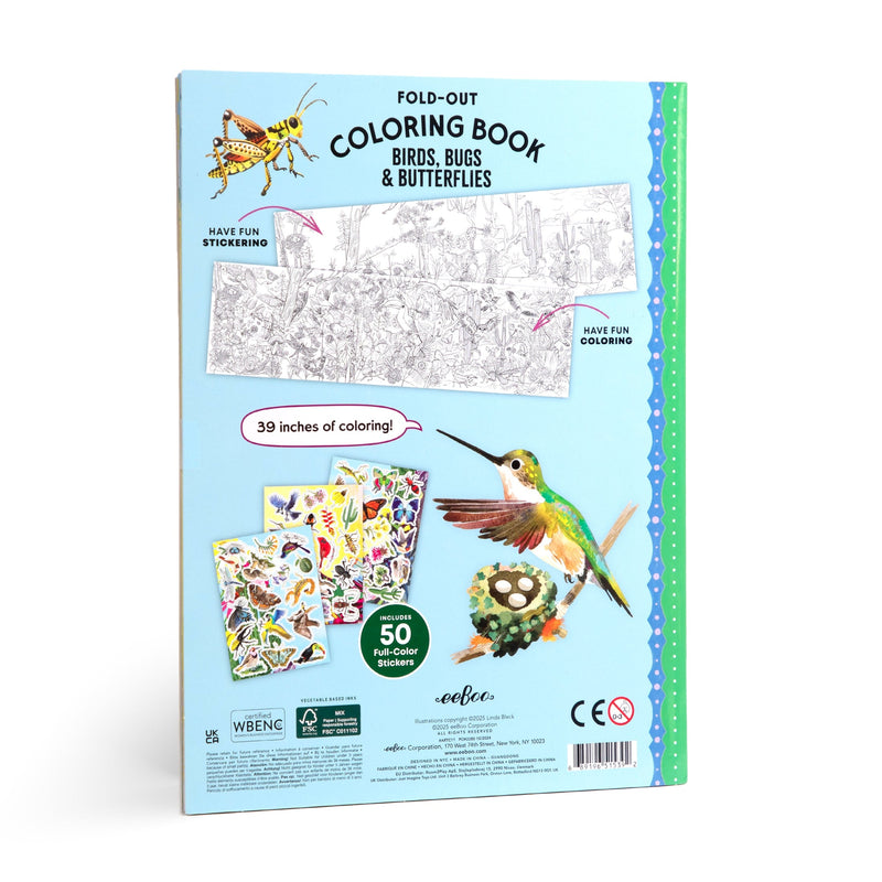 Bugs, Birds, & Butterflies Fold-Out Coloring Book by Eeboo
