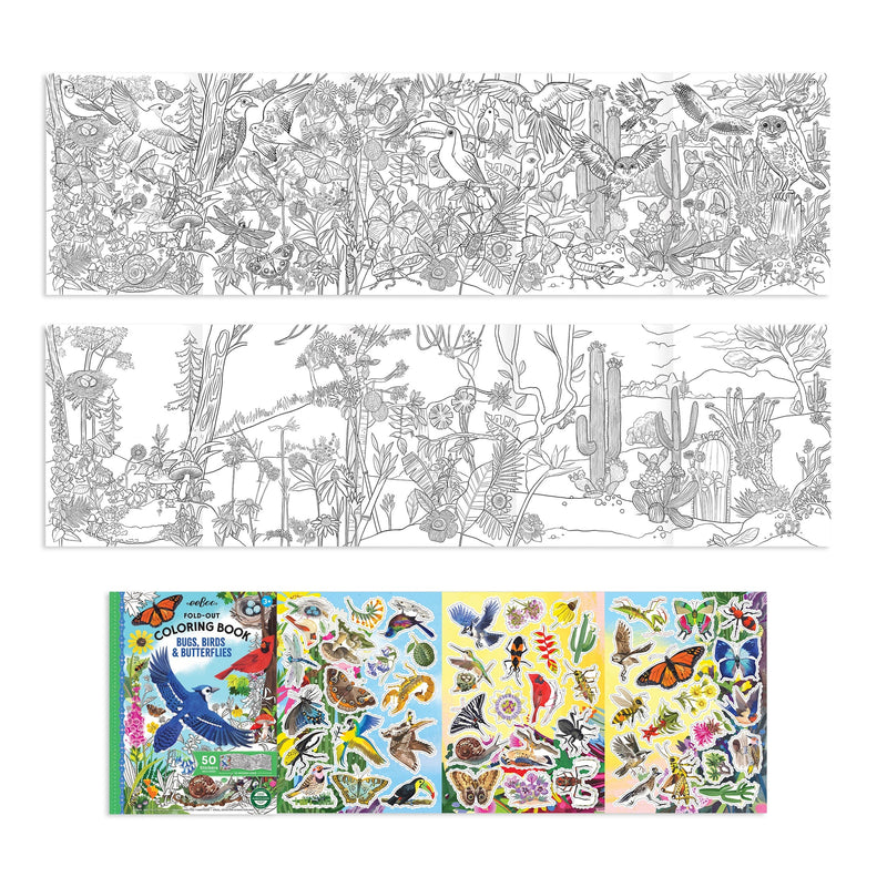 Bugs, Birds, & Butterflies Fold-Out Coloring Book by Eeboo