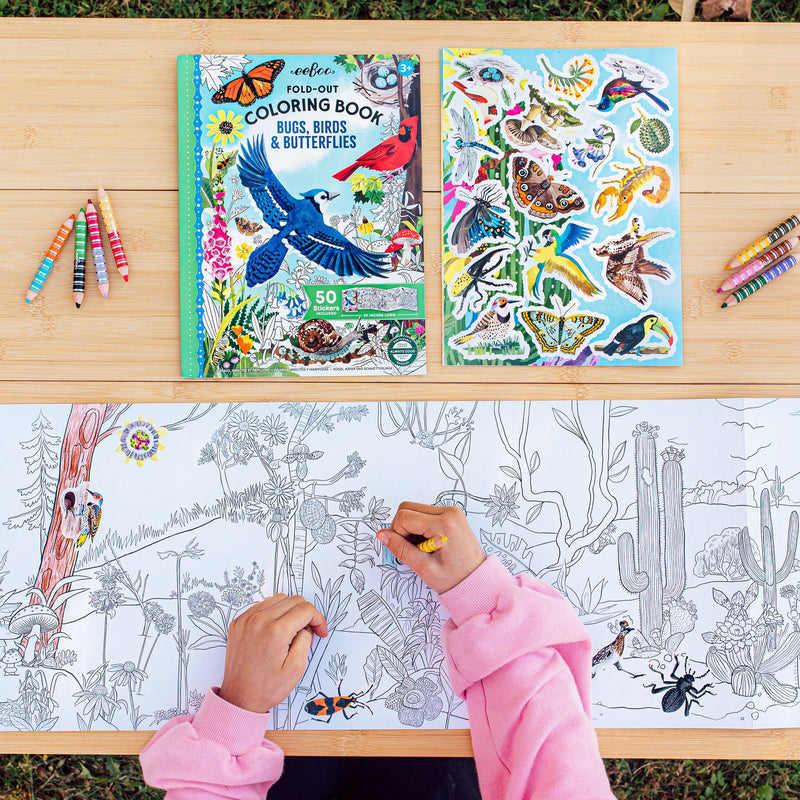 Bugs, Birds, & Butterflies Fold-Out Coloring Book by Eeboo