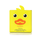 Yellow packaging with a duck face design on a white background