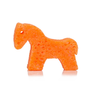 Orange horse-shaped sponge on a white background