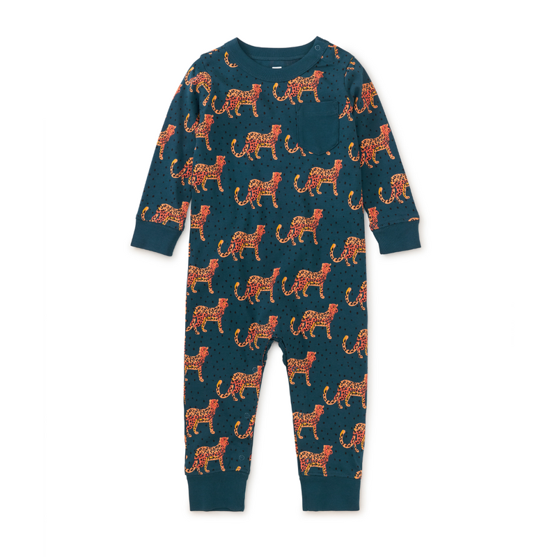 Long Sleeve Pocket Baby Romper - Anatolian Leopards by Tea Collection