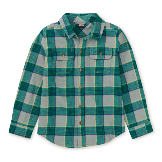 Flannel Button Up Shirt - Anatolian Plaid by Tea Collection - FINAL SALE