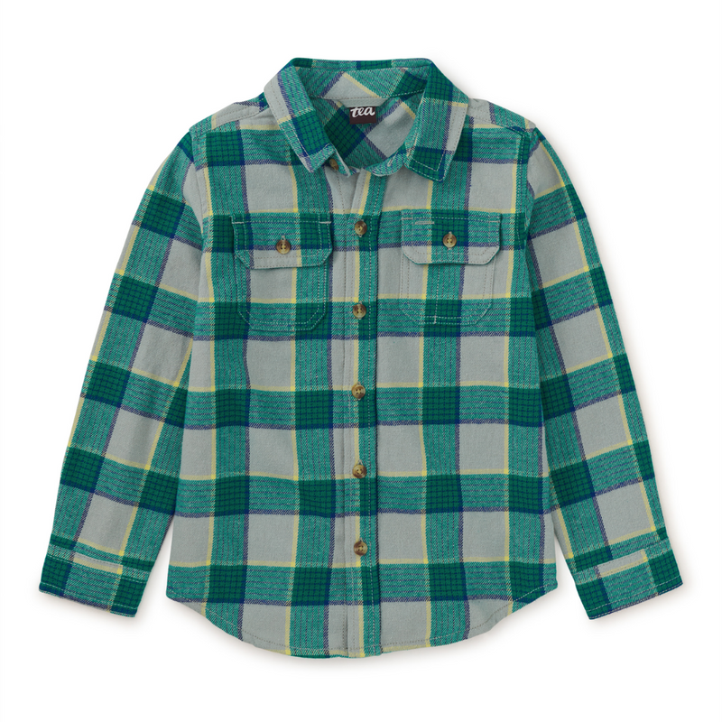 Flannel Button Up Shirt - Anatolian Plaid by Tea Collection